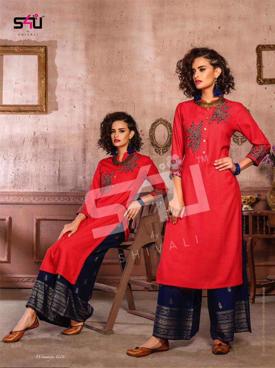 Womaniya Vol 12 By S4u Beautiful Printed Kurties With Plazzo Womaniya Vol 12 By S4u Beautiful Printed Kurties With Plazzo